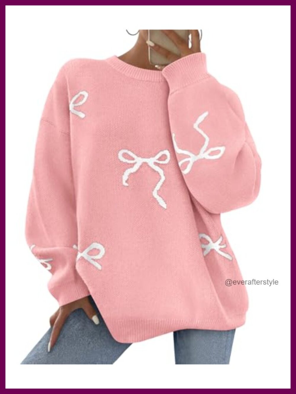 PRETTYGARDEN Women Long Sleeve Bow Oversized Sweater